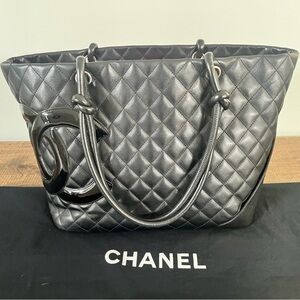 🌺 Chanel Cambon CC Black Quilted Leather Tote 🌺